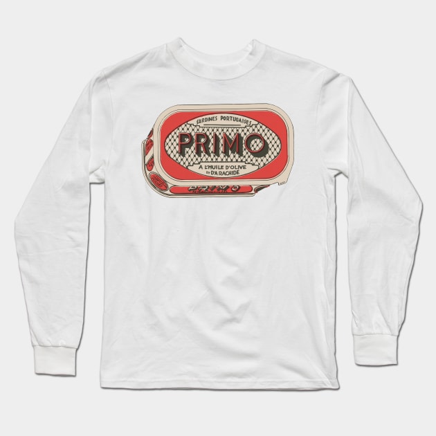 Retro Primo Portuguese Sardines Long Sleeve T-Shirt by DrumRollDesigns